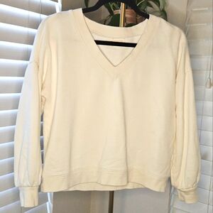 Madewell Cream V-Neck Sweater Lightweight Knit